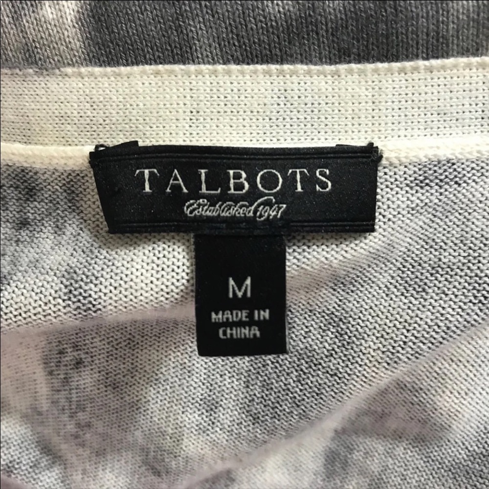 TALBOTS Gray Print Short Sleeve V-Neck Cardigan - Picture 4 of 4